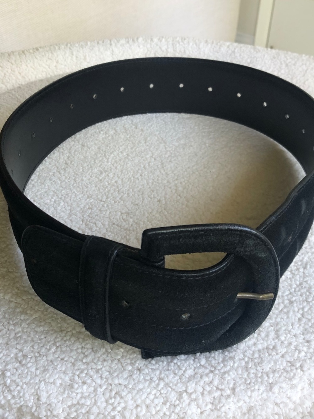 Nordstrom Black Leather/Suede Belt Waist 35" (Excluding Buckle)